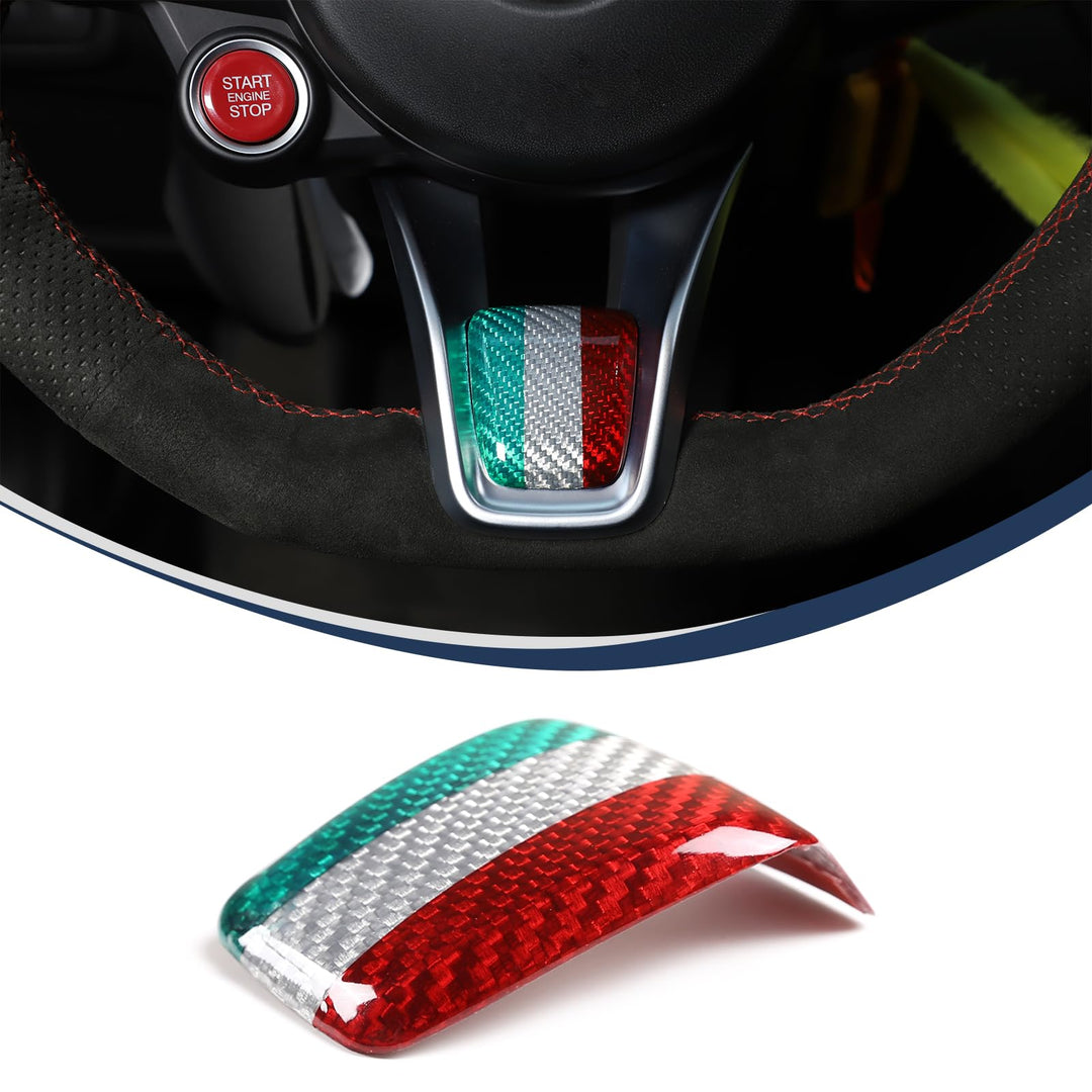 Lenkrad-Emblem, 100 % echte Karbonfaser, Aufkleber für Alfa Romeo Giulia Stelvio 2020–2021 mehrfarbi