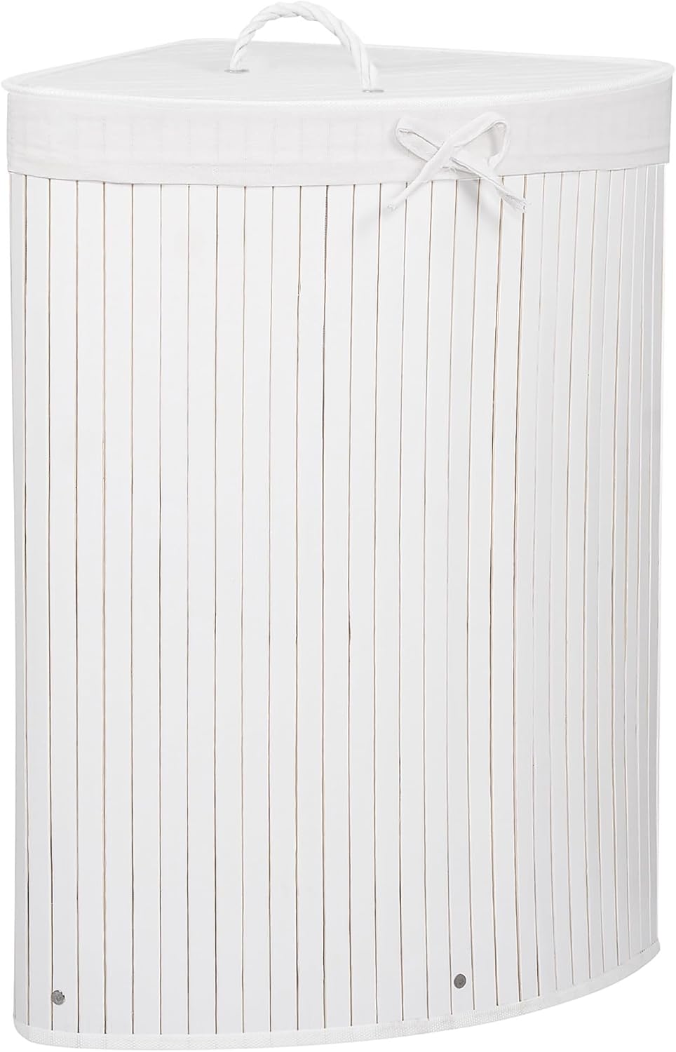 SPRINGOS Eckwäschekorb, Wäschesammler mit Deckel, 73 L, Wäschetonne, Bambus, platzsparend, Badeinric
