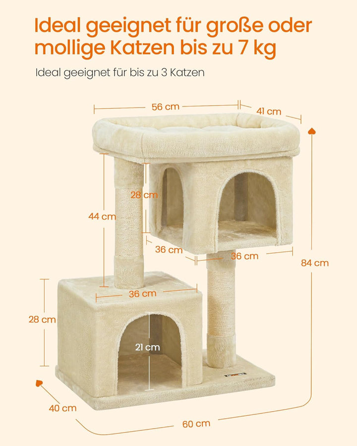 Feandrea Kratzbaum, 84 cm Katzenbaum, L, Katzenhaus für grosse Katzen bis zu 7 kg, grosse Plattform,
