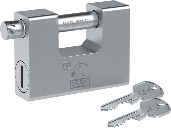 BASI | Stahlkette mit Sicherheitsschloss/Blockschloss | Hohe Sicherheit | Objektschutz | Ideal auch