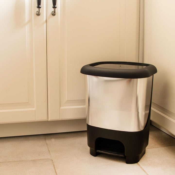 Hummelladen Mülleimer Treteimer 10 Liter eckig 27x23x32cm grau Kunststoff Klein separater Eimer Küch