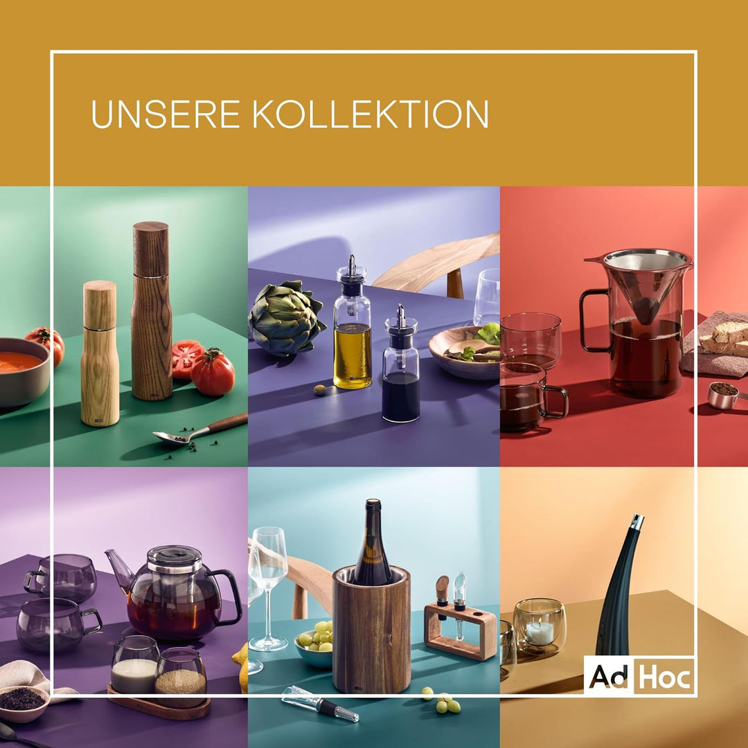 AdHoc MC81 French-Press-Kaffeebereiter Impact | 1000 ml | Mundgeblasenes Borosilikatglas & Edelstahl
