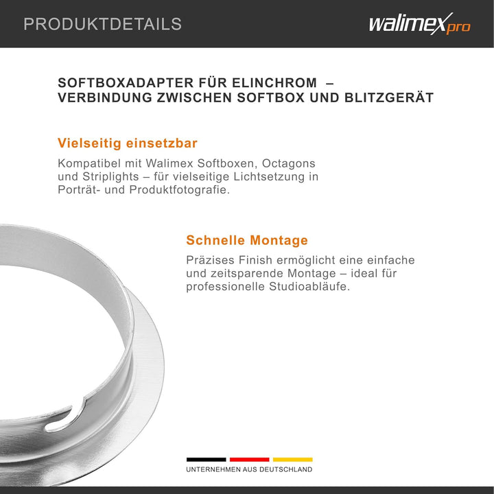 Walimex Softboxadapter für Elinchrom (Aussendurchmesser: 15,2 cm)