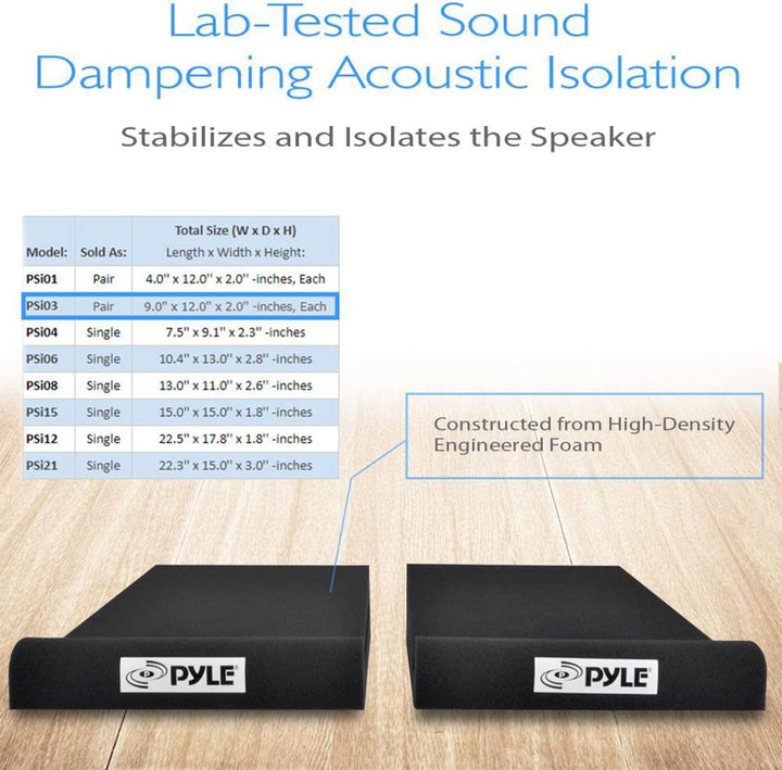 Pyle Schalldämpfung Riser Foam-Audio Schallschutzplattform Rückstossstabilisator mit Gummiauflage fü