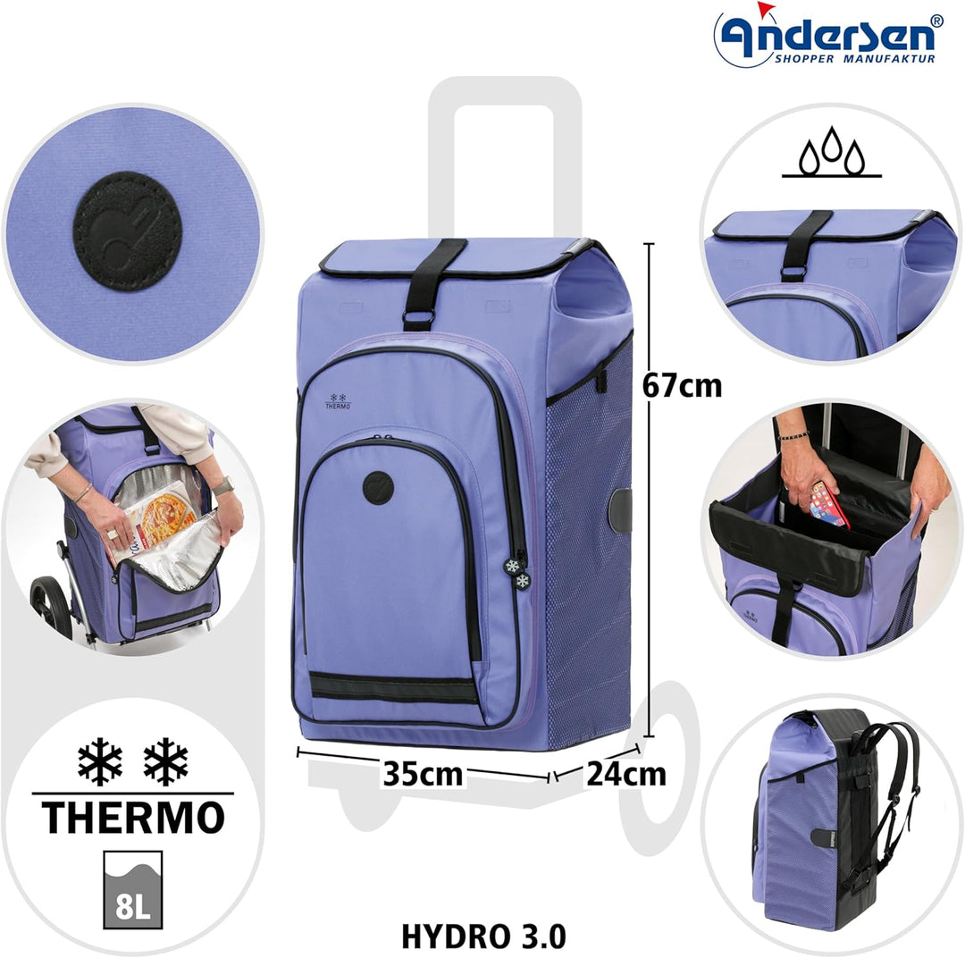 ANDERSEN Einkaufstrolley - Royal Shopper Hydro 3.0 Flieder 62 L Bike, Einkaufsroller, Rucksack, Ther