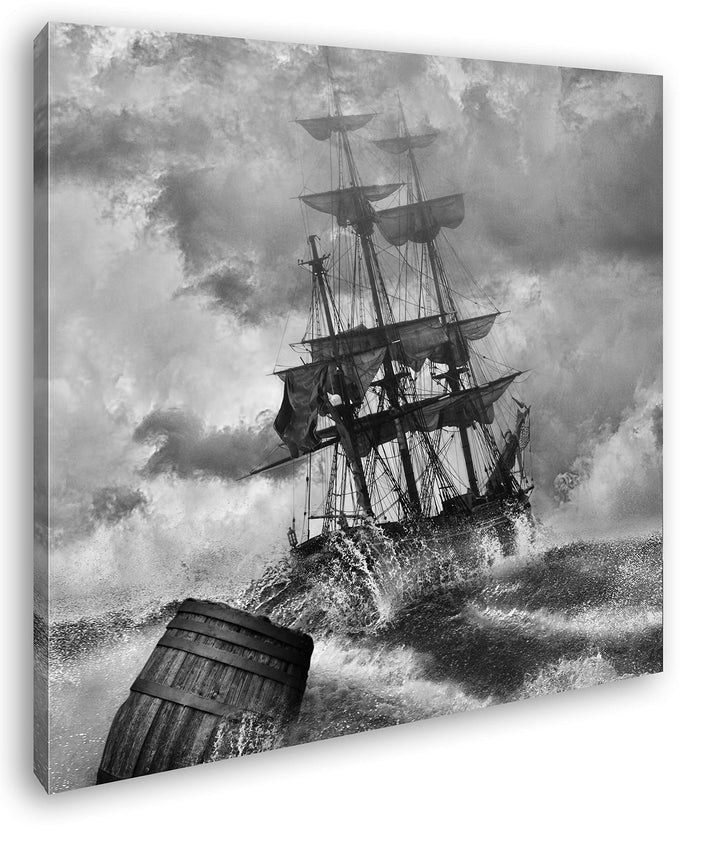 deyoli Schiff bei stürmischen Wetter in Seenot Format: 70x70 Effekt: Schwarz&Weiss als Leinwandbild,