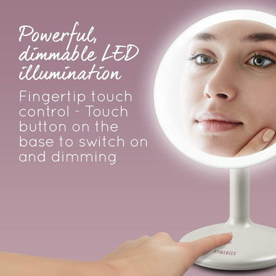 HoMedics Beauty Touch and Glow wiederaufladbarer LED Spiegel, Dimmbar, ideal für den Schminktisch/da