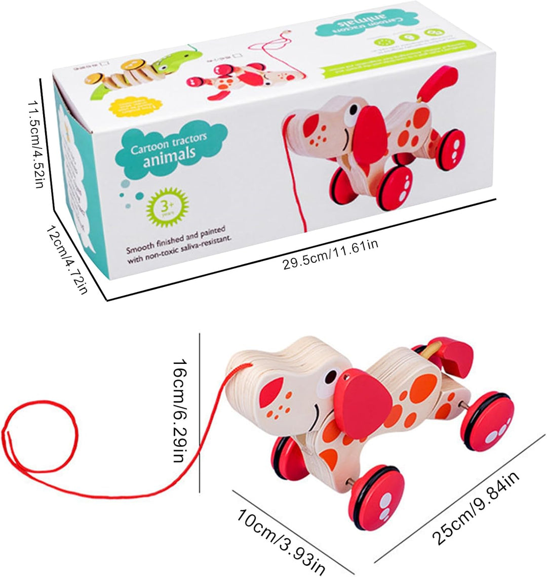 Wooden Pull Toys - Wood, 11.42x4.72x3.94in Puppy Pull-Along Toy | Walking Developmental String Toy,