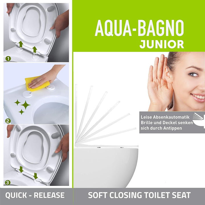 Aqua Bagno | Toilettensitz, Familien WC-Sitz mit Absenkautomatik, O-Form Abnehmbarer Toilettensitz,