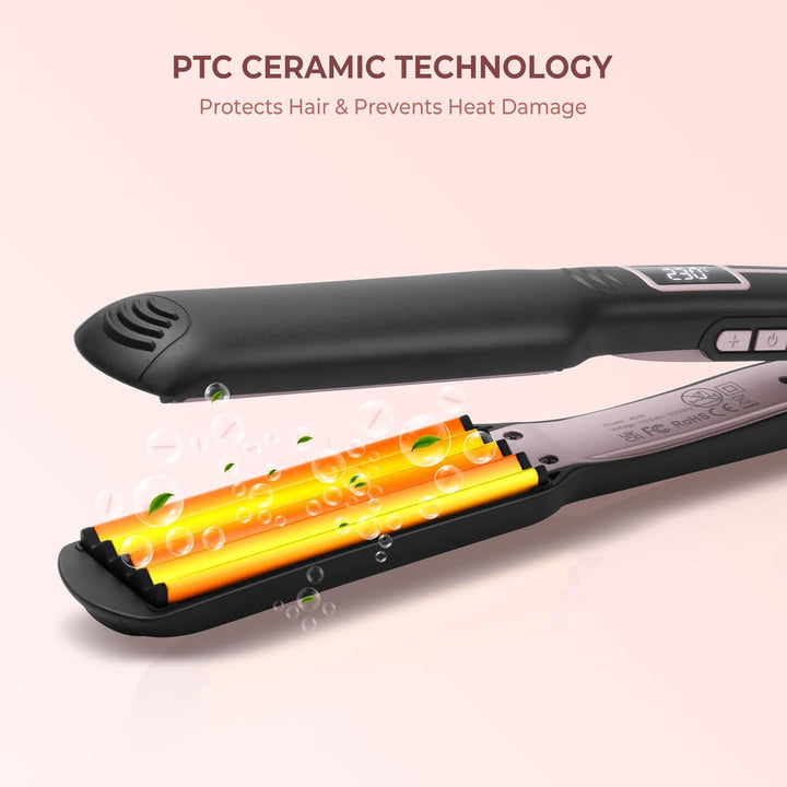 OKWRAP Kreppeisen Für Die Haare, PTC Ceramic Kreppeisen Für Volumizing Haar, Crepe Eisen Haare,krepp