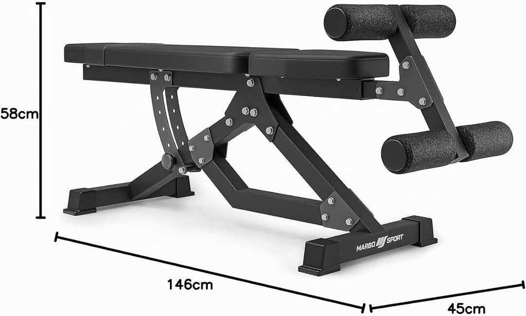 Marbo Sport Bauchtrainer MS-L110 2.0, Neigungsverstellung der Rückenlehne, Verstellbare Beinstütze,