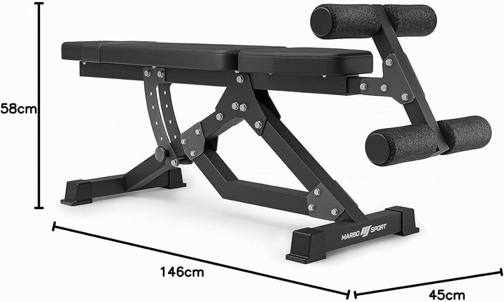 Marbo Sport Bauchtrainer MS-L110 2.0, Neigungsverstellung der Rückenlehne, Verstellbare Beinstütze,