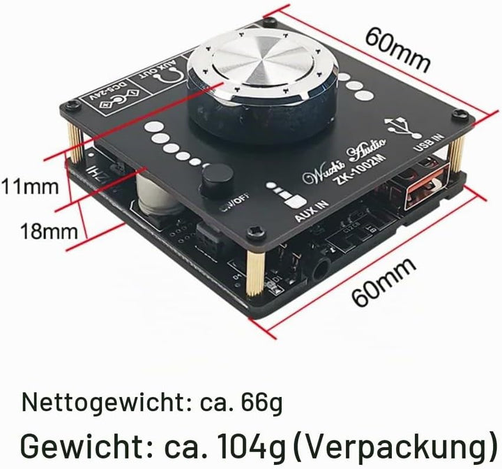 DollaTek 100W + 100W Bluetooth 5.0 Power Audio-Verstärkerplatine Stereo AMP Amplificador Heimkino AU
