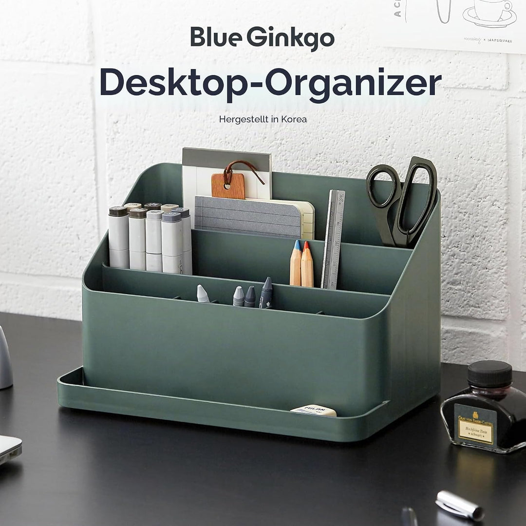 BLUE GINKGO Schreibtisch-Organizer – Aufbewahrung aus Korea für Stifte, Notizen, Briefe und Bürobeda
