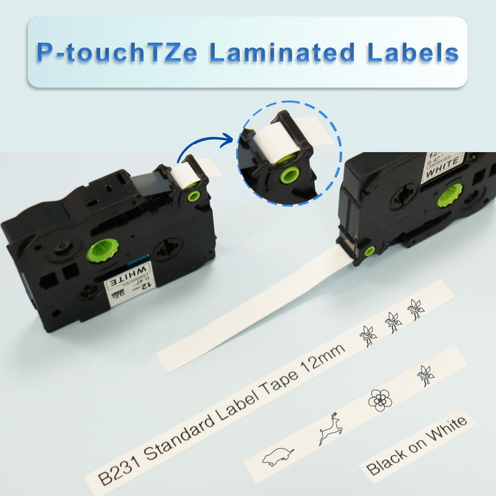 10er-Pack kompatible TZe-231 Schriftbänder für Brother TZe-231 / TZ-231, 12 mm (0,47 Zoll) laminiert