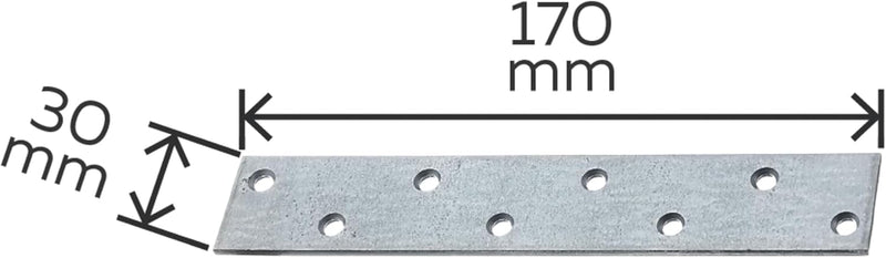Alberts 847975 Flachverbinder | schmal | sendzimirverzinkt | 170 x 30 mm | 50er Set 170 x 30 mm / 50