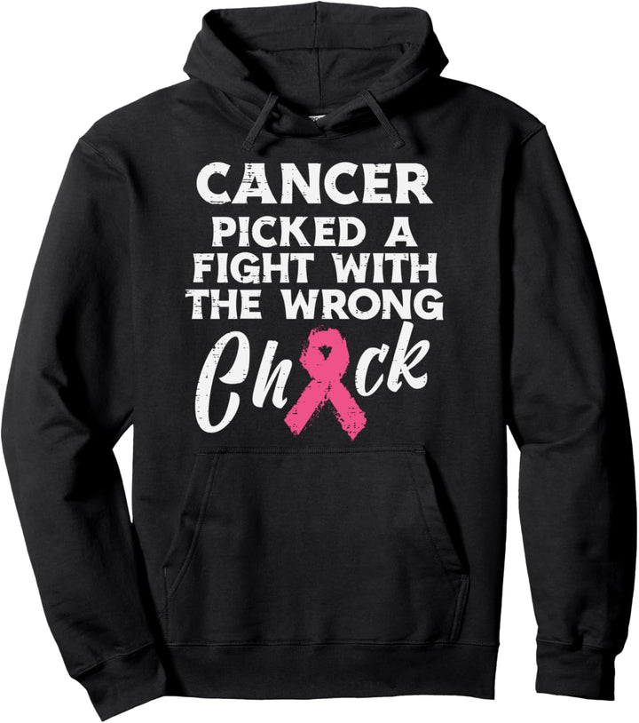Brustkrebs Picked A Fight Wrong Chick Awareness Women Pullover Hoodie