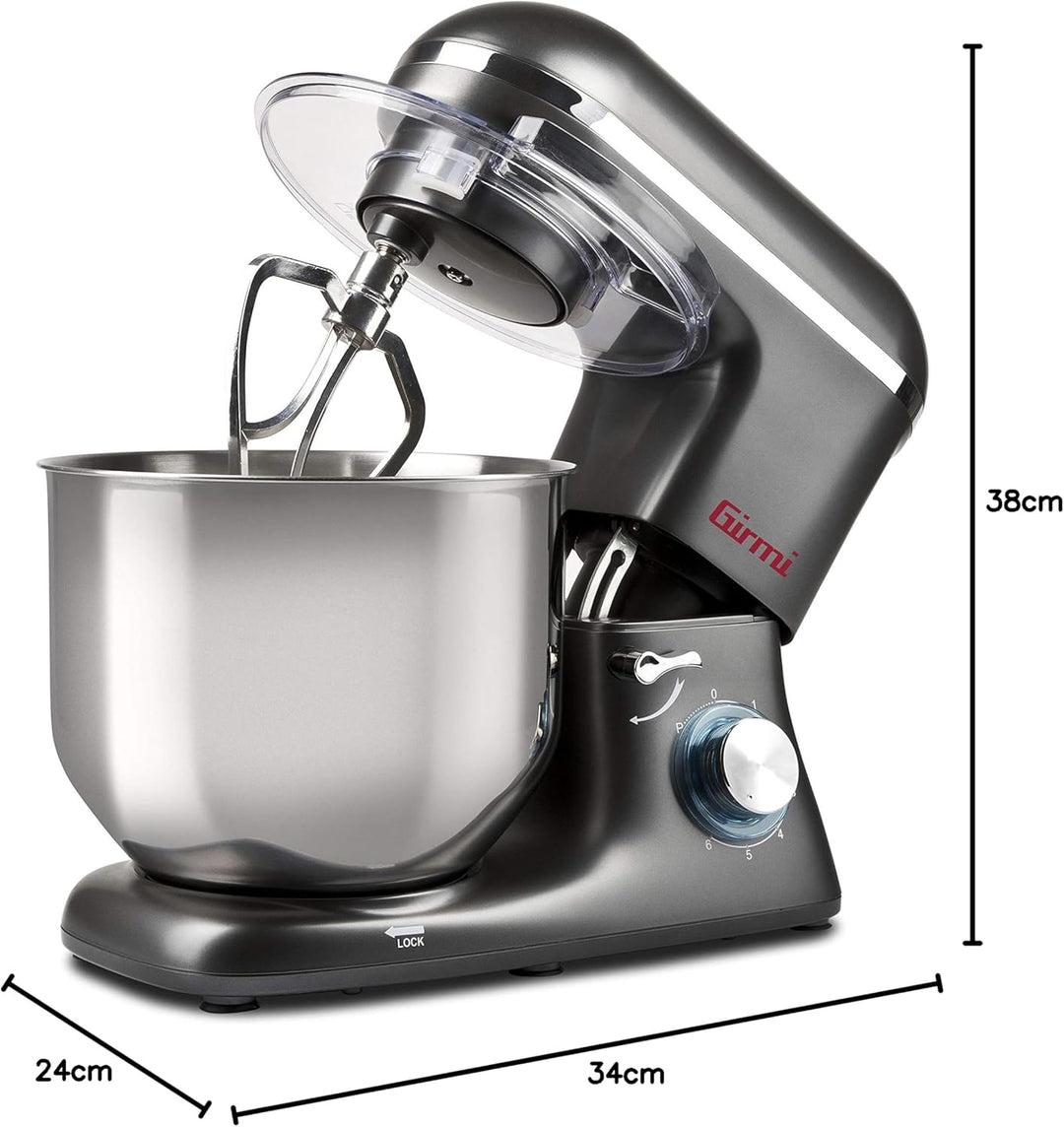 Girmi IM46 Knetmaschine Gastronomo 8 l, Teige von max. 3 kg, Leistung: 1400 W (max. 1800 W), IM4600,