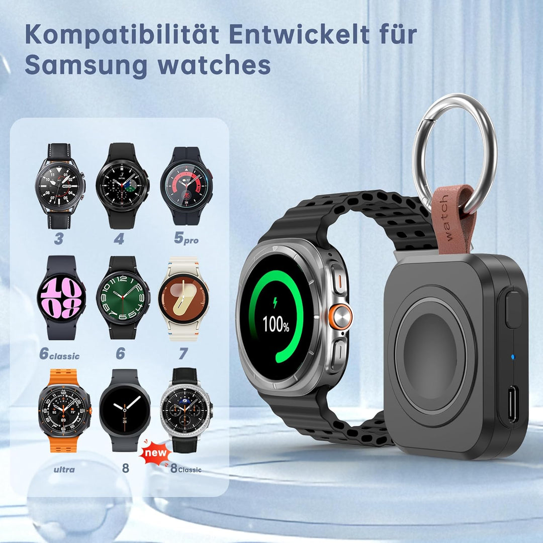 Ladegerät für Samsung Galaxy Watch, 1200 mAh, tragbares Ladegerät für Samsung Galaxy Watch 8/8 Class