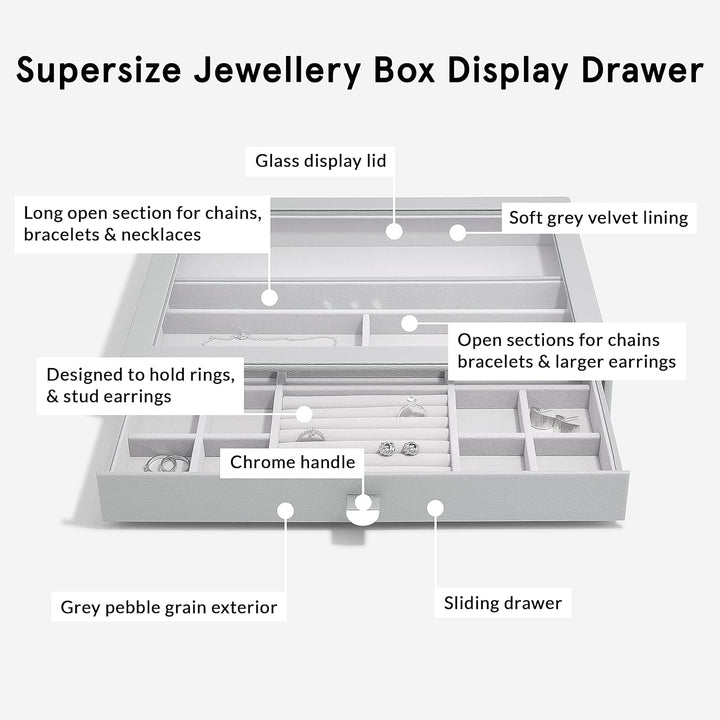 Stackers Pebble Grey Supersize Jewellery Box Display Drawer, Pebble Grey