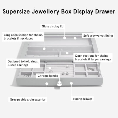 Stackers Pebble Grey Supersize Jewellery Box Display Drawer, Pebble Grey