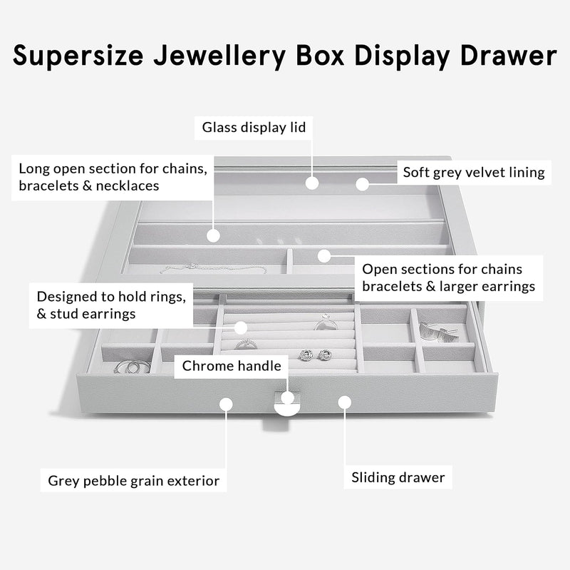 Stackers Pebble Grey Supersize Jewellery Box Display Drawer, Pebble Grey