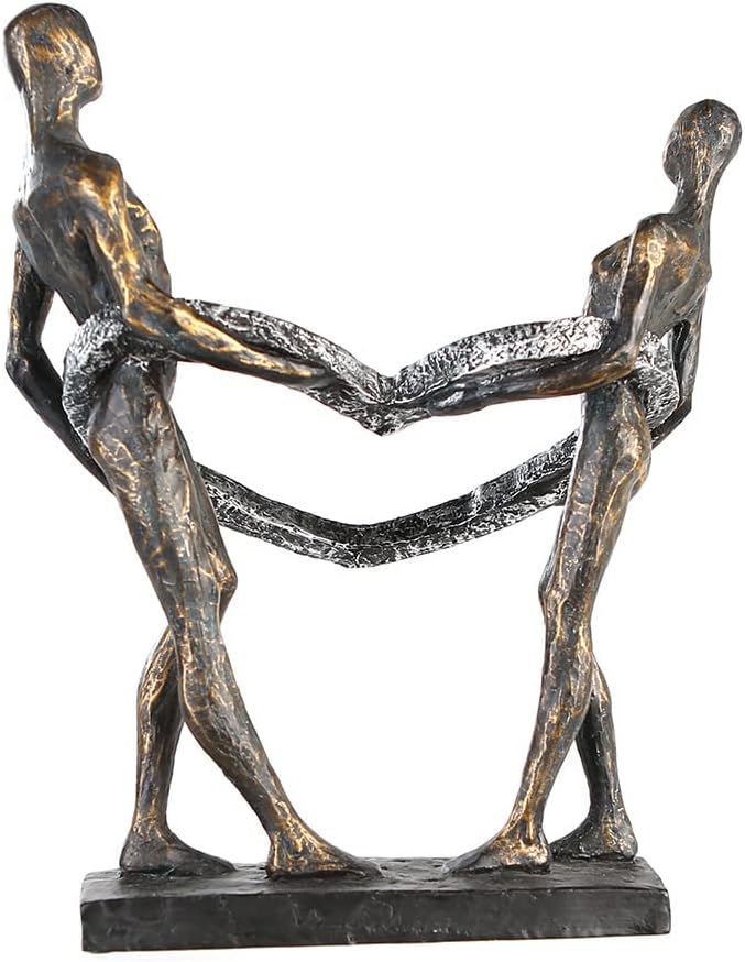 Casablanca - Deko Skulptur Figur Connected - aus Poly bronzefarbenes Paar H 31 cm Höhe 31 cm Bronzef