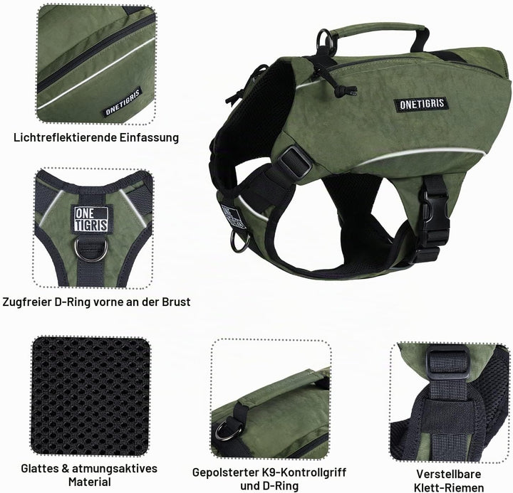 OneTigris CAMELUS Hunderucksack Reissen Camping Wandern Hundebackpack für M/L Grösse Hunde (L, Range