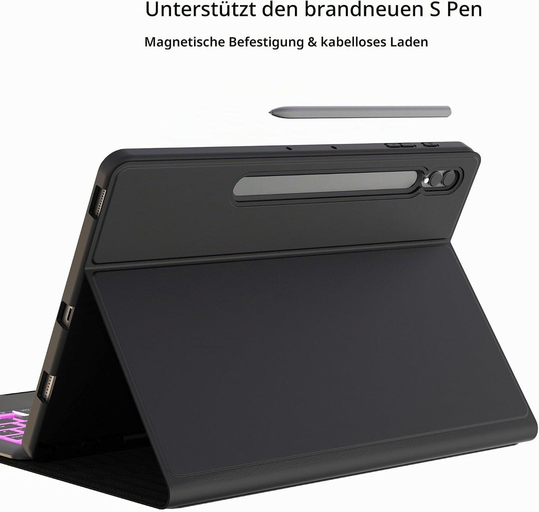 für Lenovo Tab P12 12,7 Zoll Hülle mit Abnehmbare Tastatur : DIY 3-Zonen 7-Farbige Beleuchtung Tasta