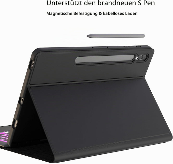 für Lenovo Tab P12 12,7 Zoll Hülle mit Abnehmbare Tastatur : DIY 3-Zonen 7-Farbige Beleuchtung Tasta