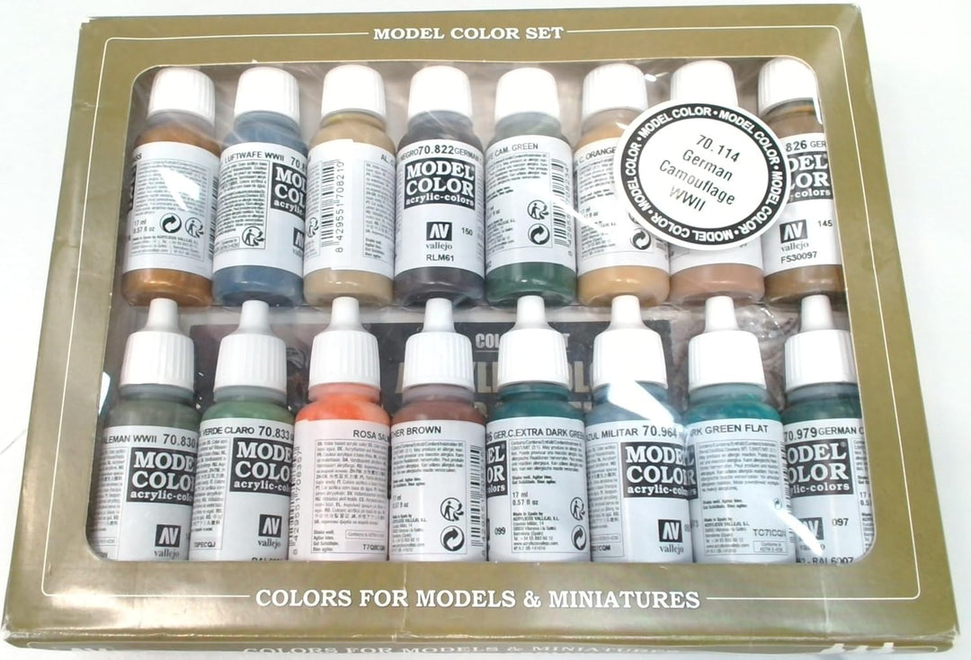 Vallejo 070114 - Farbset, Deutsche Farben, Tarnung, WWII, 16 x 17 ml, Deutsche Farben