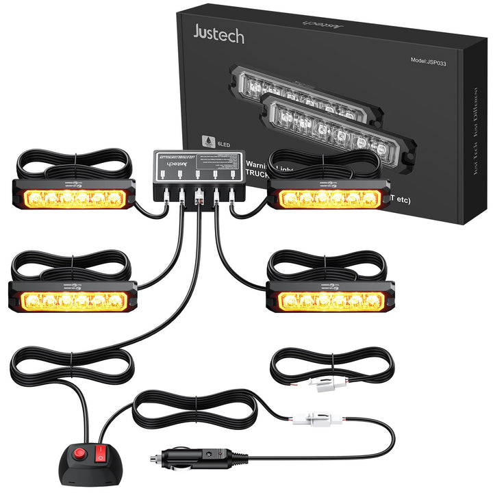 4er 6LED Warnlicht Frontblitzer Stroboskoplicht Wasserdicht IP68 Blinklicht Warnung Beacon Blinklich