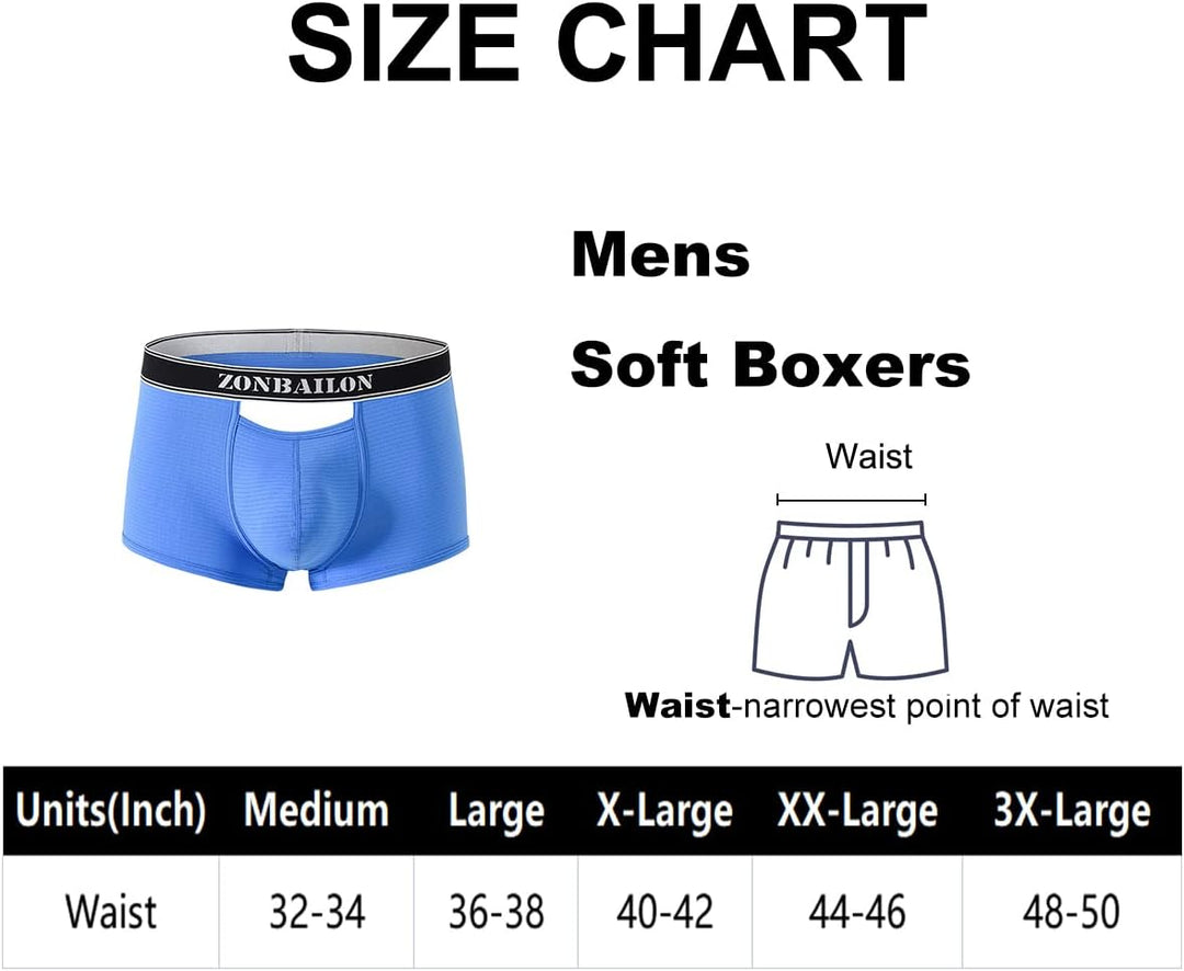 BIATWOWR Herren Boxershorts mit atmungsaktivem Stoff Micro-Mesh erhöhtem Front und Rückenöffnung ohn