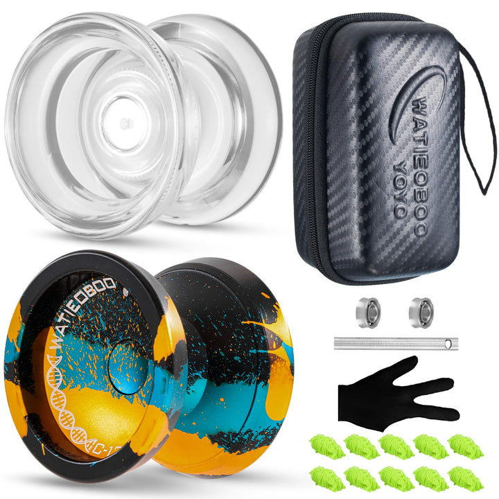 Watieoboo yoyo 2 Sets (Metall-JoJo + Kristall-JoJo), reaktives und Nicht reaktives JoJo, das Beste J