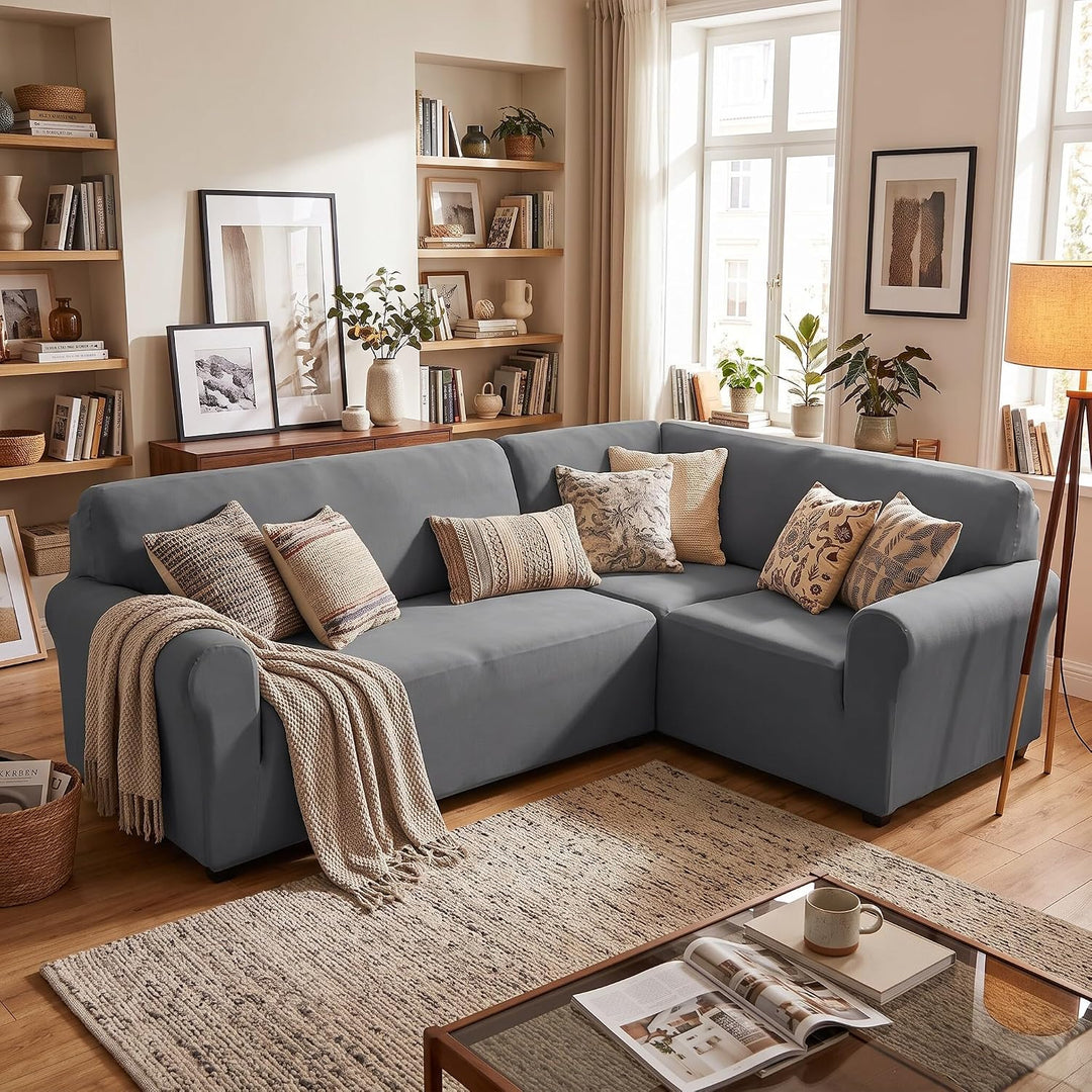 Ejoyous Sofa Überwürfe, Elastische Sofabezüge L Form Stretch Sofabezug Couchbezug Polyester 3+2 Seat