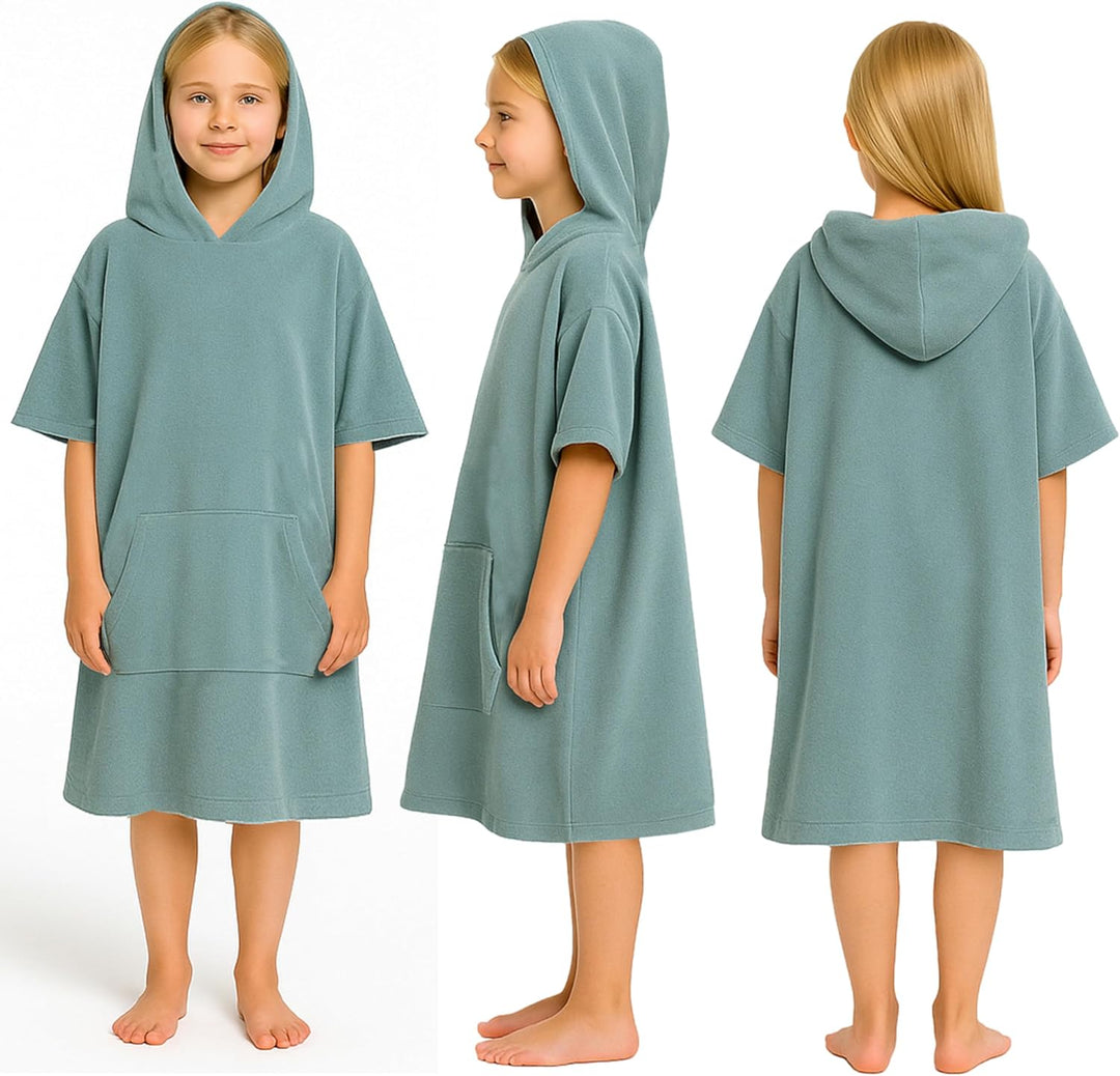 CalmyBEACH Leicht Frottee Badeponcho Kinder - Mädchen Jungen Baumwolle Poncho Handtuch Bademantel Ba