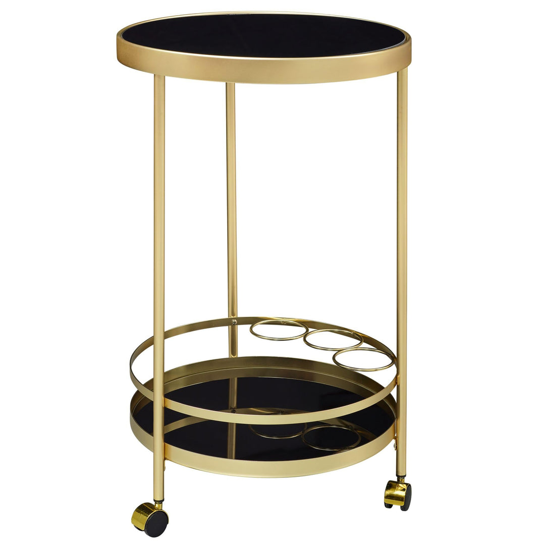FineBuy Design Servierwagen Gold Rund Ø 45cm 2 Ebenen | Beistelltisch auf Rollen mit | Speisewagen G