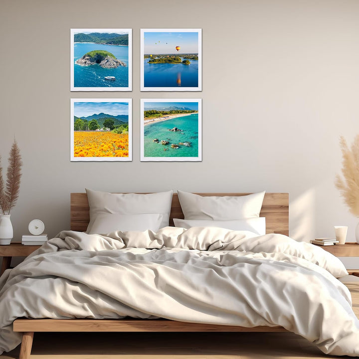 JMIATRY 4er Set 3D Bilderrahmen 20x20 CM, Bilderrahmen zum Befüllen, Weiss Objektrahmen Shadow Box f