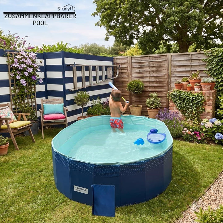 BEST DIRECT Faltbarer Pool, 166 x 107 x 45 cm, Kinderbecken, Tragbarer Hundepool, Faltbarer Pool, Ba