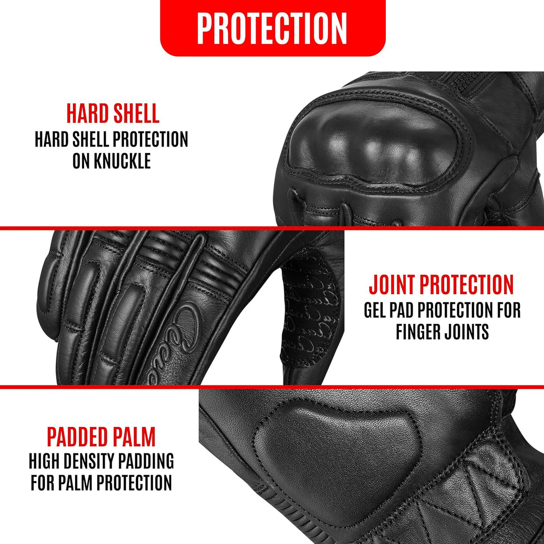 aaasportx Motorrad Handschuhe Herr Leder Touchscreen Funktion - Protektoren Motorradhandschuhe Herre