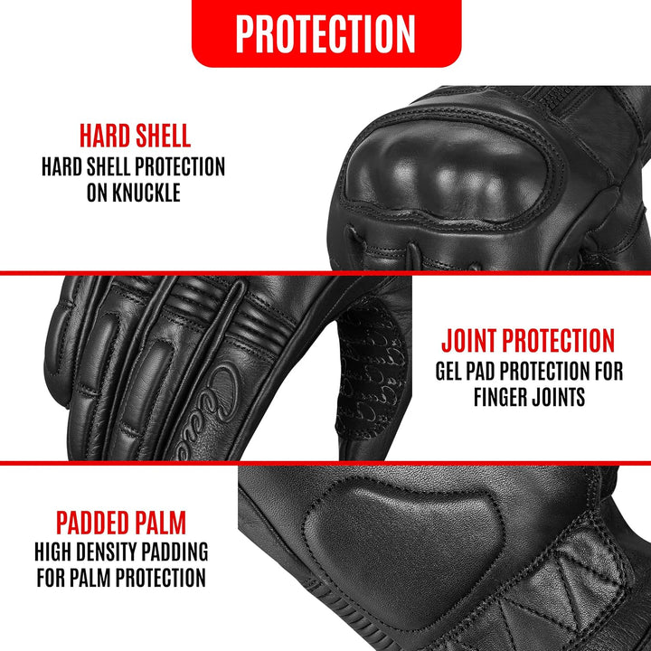 aaasportx Motorrad Handschuhe Herr Leder Touchscreen Funktion - Protektoren Motorradhandschuhe Herre