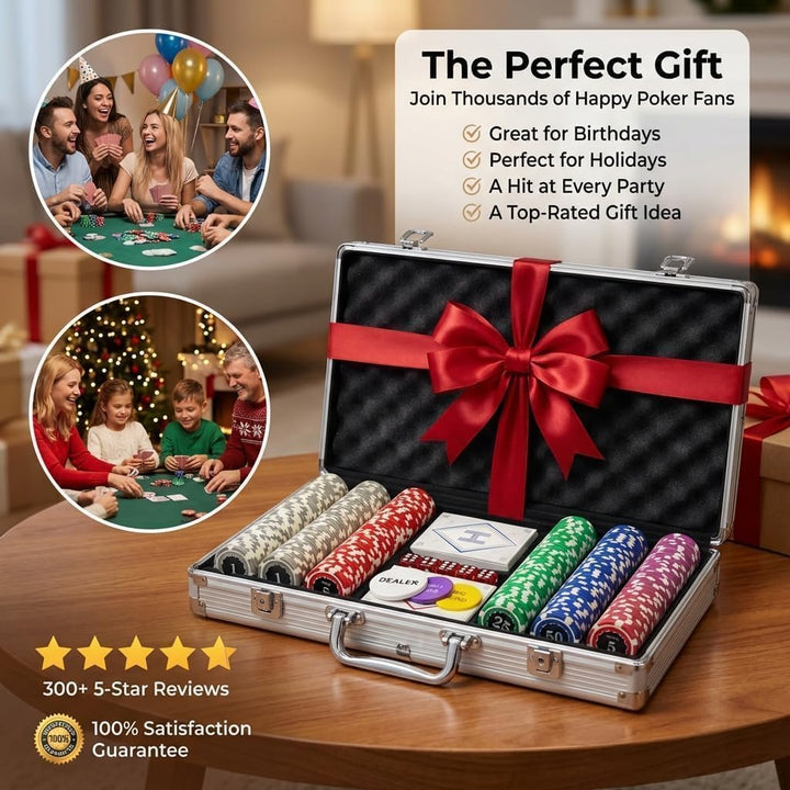 Pokerkoffer Set für Zuhause – 1000 Pokerchips (11,5g Eisenkern) inkl. Spielkarten & vollständigem Zu