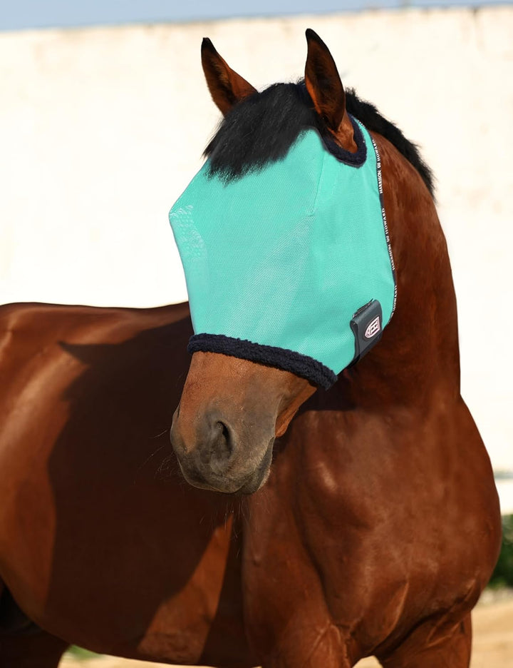 Harrison Howard All Round Mesh Horse Fliegenmaske UV Schutz mit Fleece Gepolsterter Einfassung Mint