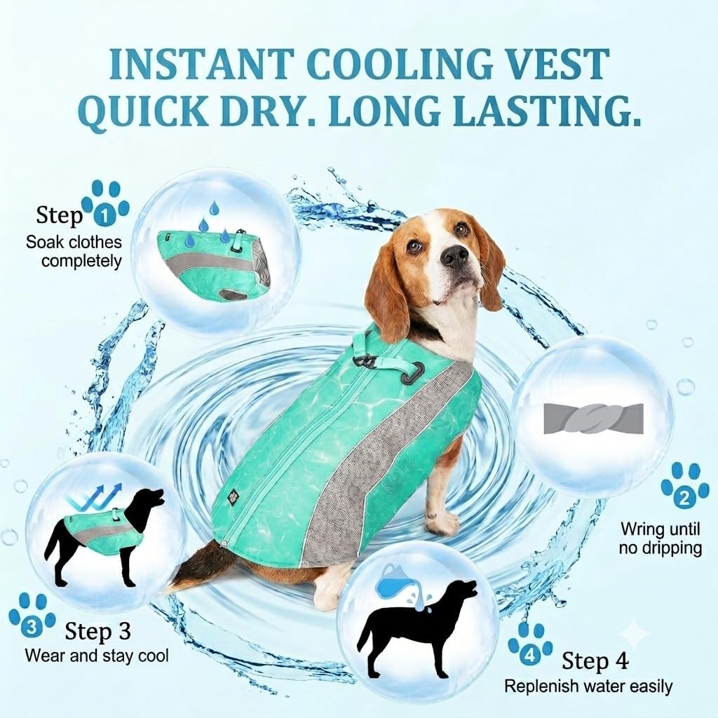 2 in 1 Winterhundemantel und Hundekühlmantel, Sommer-Kühlweste für Welpen Sonnenschutz, reflektieren