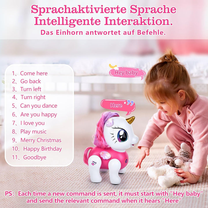 Einhorn Roboter für Mädchen, Ferngesteuertes Einhorn Roboter Spielzeug mit Tanz & Musik, Tonaufnahme