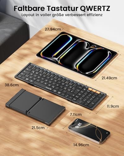 ProtoArc XK01 Faltbare Tastatur Klappbar mit Ziffernblock TK500 Hülle mit Tastatur