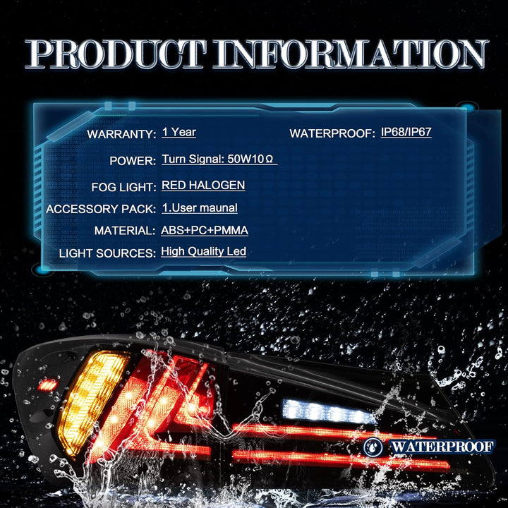 VLAND Rücklichter Kompatibel für Lexus IS250 IS350 2006-2012 Rücklichter mit Blinker. Geraucht Geräu