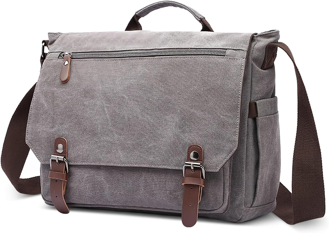 DORRISO Herren Umhängetasche Gross Messenger Bag 14 zoll Laptoptasche für Herren mit Griff Vintage S