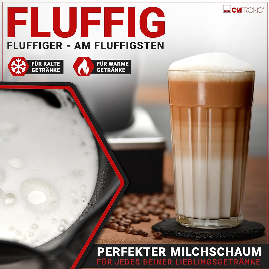 Clatronic® Milchaufschäumer für warme und kalte Milch | Milchaufschäumer elektrisch mit integrierter