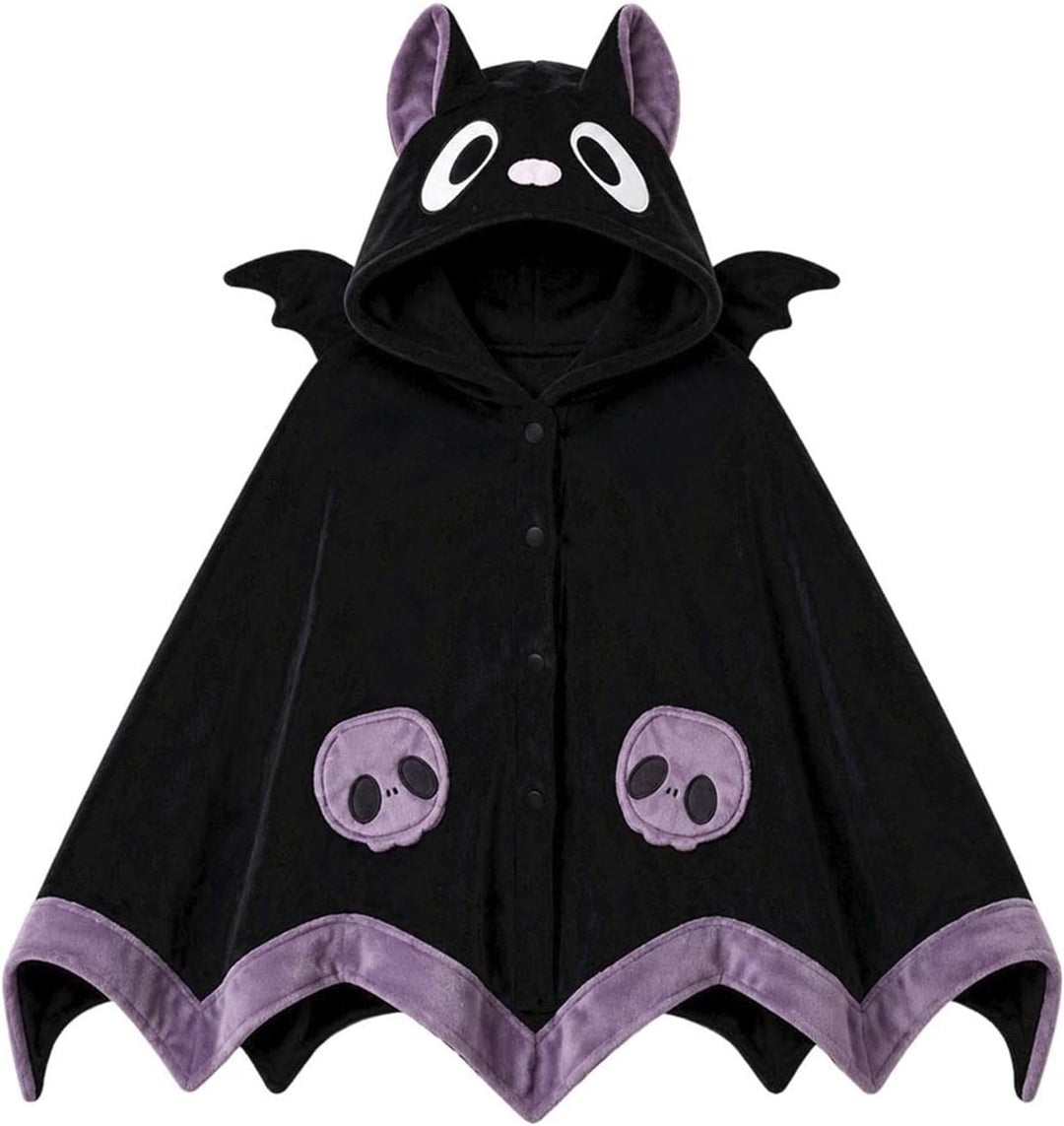 Halloween Damen Bat Hoodie Fledermaus tragbarer Decken Umhang Mit Dämonenflügeln Casual Herbst Karne